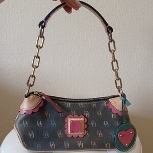 Dooney & Bourke Y2K Gray Multicolor Logo Baguette Bag EVC